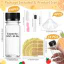 100Pcs 2oz Juice Shot Bottles with Caps, Reusable Square Plastic Containers with Lids, Mini Clear Ginger Shots Bottles Juice Bottle with Funnels & DIY Stickers for Liquids, Beverages, Milk