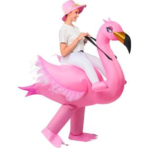 Spooktacular Creations Adult Inflatable Costume Riding an Elegant Flamingo Air Blow-up Deluxe Ride On Halloween Costume