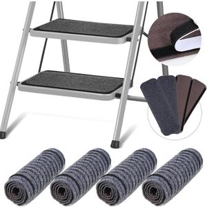 4 Pack RV Step Covers with Hook and Loop Fastener Strips, 24 inch RV Step Carpet Rug Camper Step Covers for Mobile Home, Camper, Trailer Outside Steps(Black).