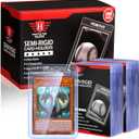 100ct Semi Rigid Card Holders for Trading Cards, Card Sleeves with 1/2" Lip Baseball Card Protector for PSA, BGS, CSG Graded Card Submissions for Standard Card Collection and Display