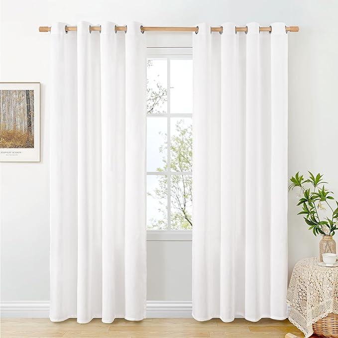BGment Oatmeal Linen Curtains  Length 2 Panels Set for Living Room, Sand Semi Sheer Drapes Light Filtering No See Through Window Treatments with Grommet for Bedroom, Each Wide, 42x63