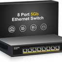 8 Port 5G Ethernet Switch Unmanaged,with 8X 5Gb Base-T Ports, NICGIGA 5Gbps Network Switch Easy for 5G NAS,PC,WiFi7 Router,5G Adapter/NIC. Desktop or 19-inch Rack Mount, Plug and Play.