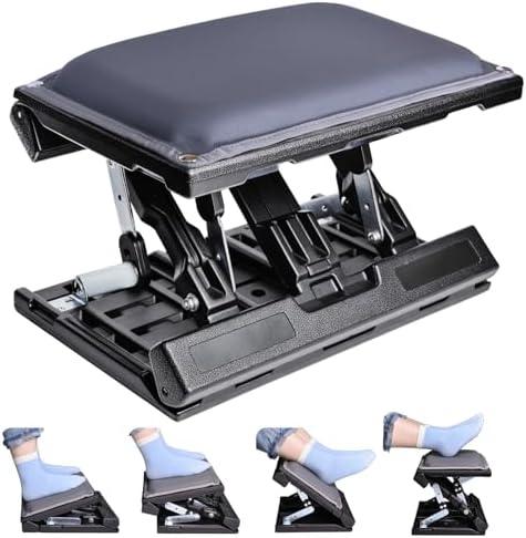 Scalebeard Foot Rest for Under Desk at Work,Height Adjustable Infinite Angle Under Desk Footrest,Ergonomic Foot Stools for Under Office Desk, Height Up to 10.6", Large 15.75" x 12.4" Panel