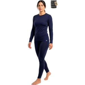 MERINNOVATION Merino Wool Base Layer Set for Women 100% Merino Wool Thermal Underwear Sets Lite Midweight Top, Bottom, Medium Navy