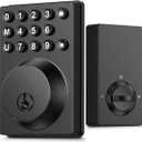 Keyless Entry Door Lock Keypad Deadbolt Matte Black with Latest One-Touch Simplified Program and Advanced Security Auto Lock Easy Installation 2 Spare Key (Matte Black)