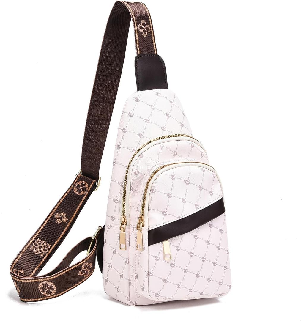 I IHAYNER Small Sling Bag for Women Vegan Leather Fanny Pack Fashion Crossbody Belt Bag for Travel Work Beige
