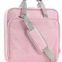 Famlife Zipper Binder with Strap - 2 Inch 3-Ring Trapper Keeper - 500-Sheet Pink Multi-Pocket Organizer Binder for School and Office