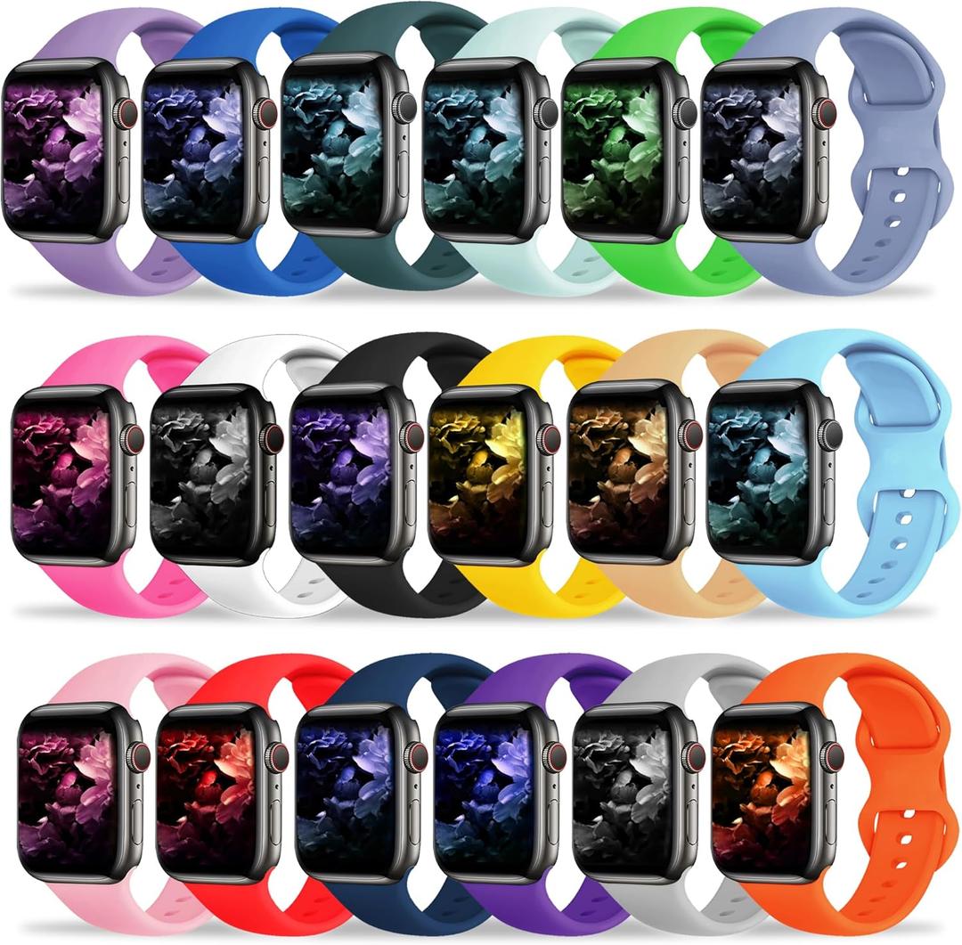 18 Pack Bands Compatible with Apple Watch Band 49mm 46mm 45mm 44mm 42mm 41mm 40mm 38mm for Women Men, Sport Silicone Breathable Strap for iWatch Series Ultra 11 10 9 8 SE 7 6 5 4 3 2 1
