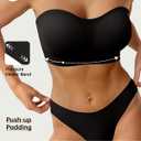 OEAK Strapless Bras for Women Wireless Bandeau Bra Non Slip Push Up Tube Top Seamless Bras Comfortable Padded Bralette (Black, L)