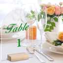 Yalikop 12 Pack Acrylic Sign Holder with Wood Base DIY Signs Acrylic Table Numbers Modern Signs Plaque Vertical Table Decor for Wedding, Restaurant, Store, Office, Hotel(5 x 7 Inch)