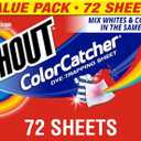 Shout Color Catchers for Laundry, Allow Mixed Washes, Prevents Color Runs and Maintains Original Clothing, 72 Count