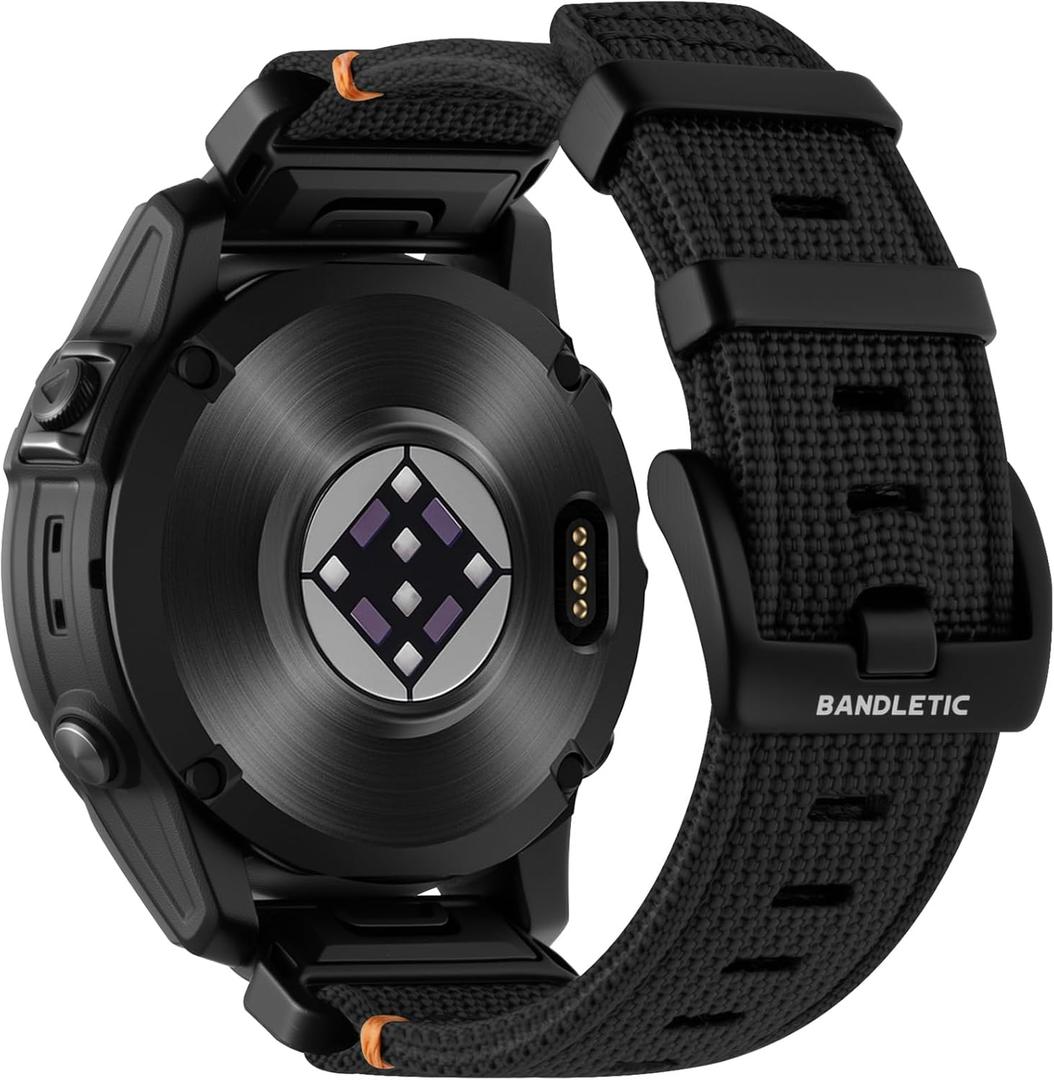 Bandletic Compatible with Garmin Fenix 8 47mm 7 6 Watch Band - 22mm Quick Fit Rugged Nylon Strap for Fenix 7 6 Pro/5 Plus/Instinct 3 E 45mm 2 /Forerunner 965/955/945 /Approach S70/S62/S60 /Epix Pro 2