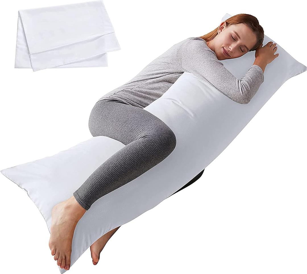 ELNIDO QUEEN Body Pillow with Pillowcase - Soft Long Bed Pillow for Adults - Breathable Full Body Pillow Insert for Sleeping, 20x54inches - White (White)