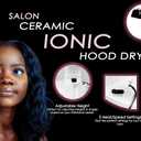 Annie Hot & Hotter Super Large Ceramic Ionic Hood Dryer Professional Salon Hair Dryer with Adjustable Height, 3 Heat & Speed Settings, Portable Hooded Dryer for Rollers, Deep Conditioning & Styling