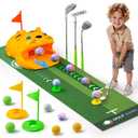 Putting Green Indoor with Toddlers Golf ClubsParty Game with Automatic Golf Bounce Back Machine,Outdoor Training mats,Light up Balls,Gifts for 3 Year Old boy&Girl