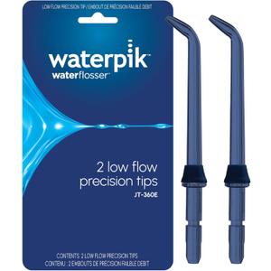 Waterpik Genuine Precision Low-Flow Tips Replacement for the WP-360 Cordless Handheld Water Flosser (Formerly Classic Jet) Refill Heads Nozzles JT-360E, 2 Count, Blue