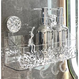 Shower Caddy Suction Cup, Wall Mounted Rack Organizer Removable Bathroom Shelf, No Drilling Larger Storage Rack Upgraded, Bathroom Suction Caddy