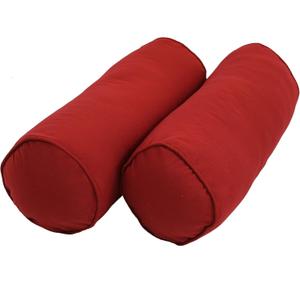 Blazing Needles Corded Twill Bolster Pillows (Set of 2), 20" x 8", Ruby Red, 2 Count