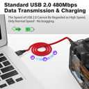 AGVEE 2 Pack 3.3ft Mini USB Cable, Braided Durable USB-A to Mini-B Charger Charging Cord for TI-84, Garmin GPS, Go-Pro Hero 4 3 2 HD, PS3 Controller, Canon Camera, Blue Yeti Microphone, Red