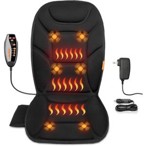Massage Seat Cushion with Full Back Thighs Heat Back Massager for Chair with 3 Heating Pads 6 Vibrating Motors, Massage Chair Pad for Home Office, Heated Seat Cover Warmer for Pain Relief