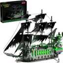WINGIFT 1573 Pcs Pirate Ship Building Set with LED Light,STEM Ghost Ship Flying Dutchman Building Toy,Model Boat Mini Brick Kit Home Office Decor,Halloween Easter Gift for Adults Boys Kids Ages 14+