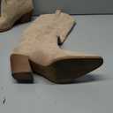 iiimmu Cowgirl Boots Women Knee High Boots Pointed Toe and Block Heel Cowboy Suede and Faux Leather Boots with Embroidered, Size 8.5