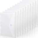BAYTORY 10Pcs Clear Binder Pocket, Plastic Pocket Folders with Hook and Loop Closure, 11 Holes Poly Binder Envelope, Plastic Folder for School & Office Supplies (A4)