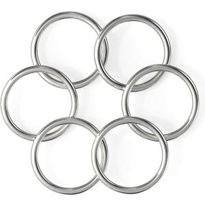 2 inch Metal O Rings, Stainless Steel Round Ring Buckles, Solid Welded Metal Loop for Dog Collars, Macrame, Hanging Strap Slings (2" x 6pcs)