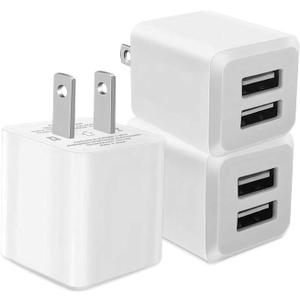 USB Wall Charger, Dual Port Cube Power Adapter Charger Plug Block Charging Box, Dual Port Wall Fast Charging Adapter, Compatible for i Phone 14 13 12 11Milky White