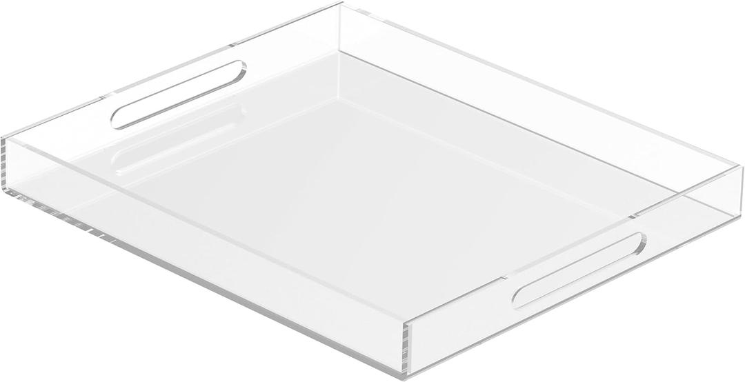 Acrylic Tray 20x16 with Cut Handles - Spill Proof Decorative Tray is an Ideal Countertop Organizer for Living Rooms, Ottoman Coffee Tables, Offices, Kitchens & Serving Guests Acrylic Tray 20x16 with Cut Handles - Spill Proof Decorative Tray is an Ideal Countertop Organizer for Living Rooms, Ottoman Coffee Tables, Offices, Kitchens & Serving Guests