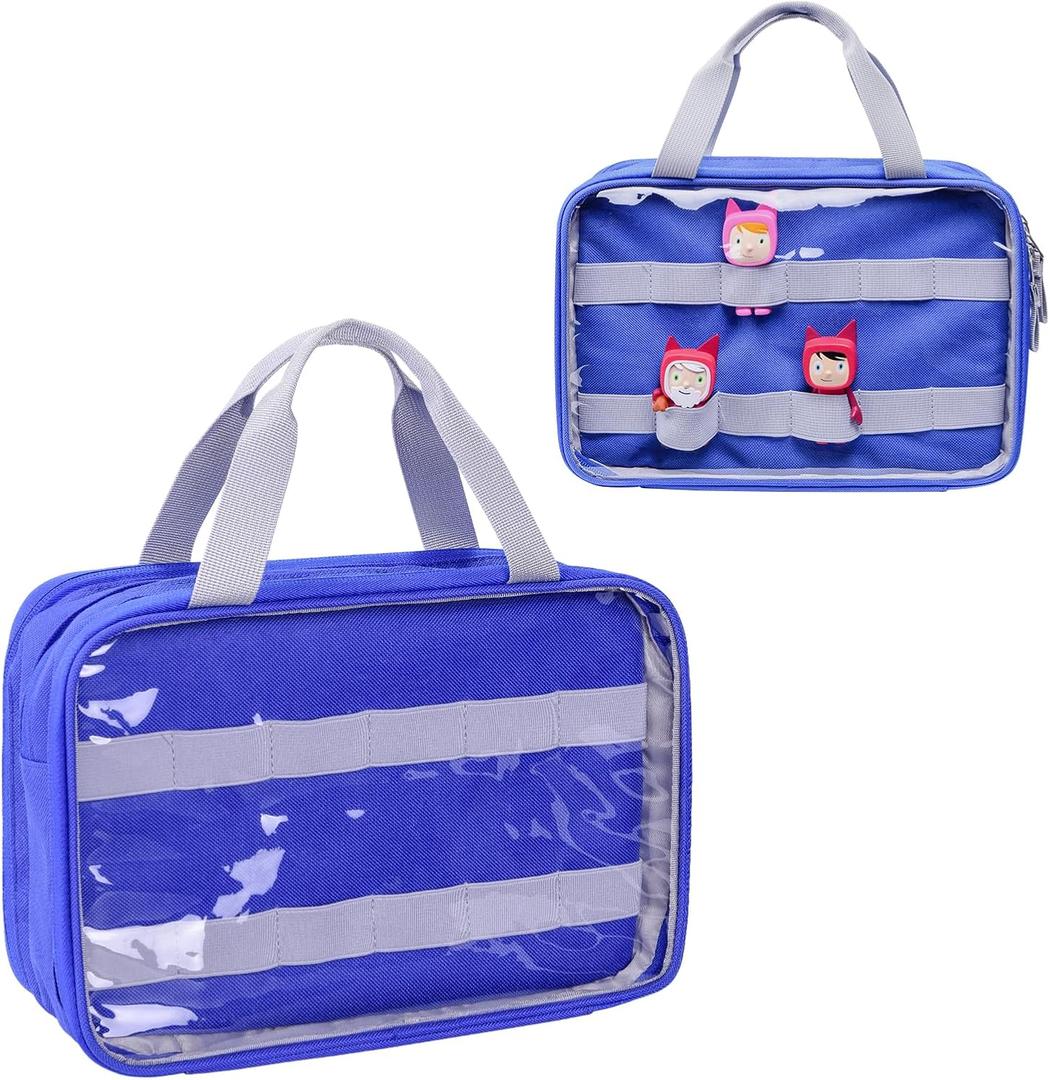 2 x TONIE FIGURES Storage Bag, 3-Layer Organizer for Small & Large Toniebox 2 Characters, Lightweight Compact Carry Case with Transparent Compartments (Blue, Large)