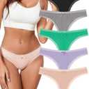 KNITLORD Super Soft Women's Thongs Lace Underwear Breathable Viscose Panties Sexy No Show Undies 5 Pack