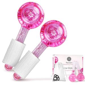 Hana Emi Ice Globes for Face Neck & Eyes, Unbreakable Stainless Steel Gua Sha, Facial Ice Globes for Puffiness, Wrinkles, Dark Circles, Pink (Set of 1)