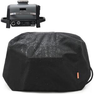 Waterproof Cover for Ninja Woodfire Outdoor Grill, Accessories for Ninja Wood Fire Smoker Grill OG700 Series, with Power Cord Storage Pocket, Windproof with Elastic Band Closure (Cover Only) (BLACK)