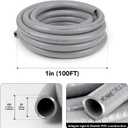 1 inch 100ft Liquid-Tight Conduit and Connector Kit,Flexible Non-Metallic Liquid Tight Electrical Conduit Kit with 5 Straight and 3 90-Degree Connector Fittings,OD 1.28 Inch