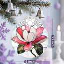 2 x Stained Glass Ornament, Christmas Ornaments, Christmas Decorations for Tree, Holiday Ornament, Gifts for Flower Lovers, Holiday Party Gifts, Gift Ideas & Xmas Gift - Magnolia Flower