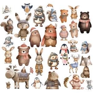 CRASPIRE 8 Sheets Animals Window Stickers Self Adhesive Cute Rabbit Bear Dog Wall Decals Peel and Stick Clings PVC Waterproof Decor for Bedroom Home Classroom Restaurant Kitchen Showcase Glass Bath