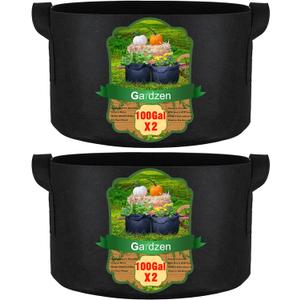 Gardzen 2-Pack 100 Gallon Grow Bags, Aeration Fabric Pots with Handles, Pot for Plants