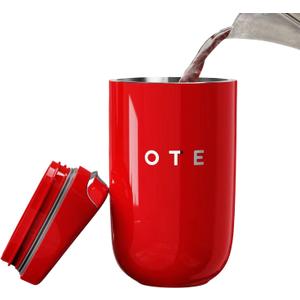 OTE Coffee Cup Travel Mug 12 OZ Leakproof, Keep Ice & Hot Personal Coffee Cup, 350 ML Vacuum Insulated Tumbler, BPA-Free Stainless Steel, Reusable Coffee Cups, Red