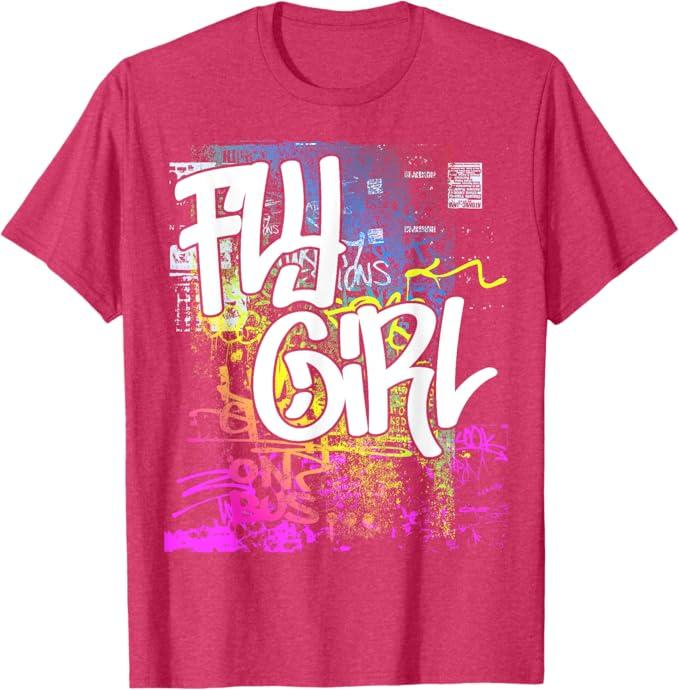 Fly Girl 80s 90s Rap B-Girl Old School Hip Hop Graffiti T-Shirt (Small)