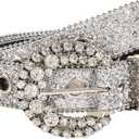 Womens Rhinestones Studded Belts Bling Big Diamond Cowgirl Cowboy Waist Belt for Jeans Dresses Fit for 27"-39" (suit for waist 33"-41")