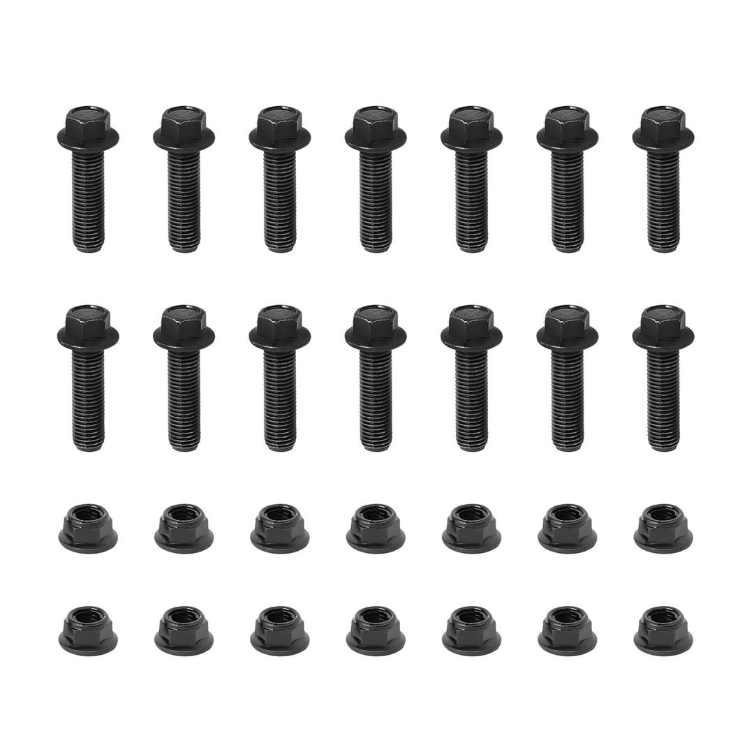 M10-1.25 * 35-14PCS Flanged Hex Head Bolts (SELF-Locking Type) Nuts, Screws Nuts for Motorcycle Coarse Thread,Pump,Fix Car,DIY Project