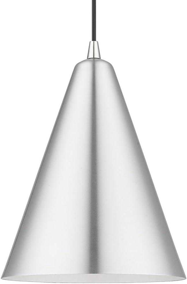 Livex Lighting, 41492-66, Dulce, Cone Pendant, Brushed Aluminum with Polished Chrome Accents