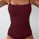 Eomenie Women's Swimsuit Tankini Tummy Control Bathing Suits Two Piece Full Coverage Slim Swim Suits with High Waisted Bottom (Red, L)