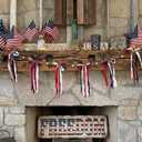Novabright 11.8 ft Red White Blue Patriotic Bow Star Banner 4th of July Ribbon Star Garland 250th Anniversary Mantle Decor for Indoor Outdoor Memorial Day Veteran Independence Day Party Supplies, 11.8 ft/142 inches