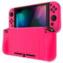 PlayVital Cute Ergonomic Grip Case for Nintendo Switch, Upgraded Protective Hard Case Protector for Switch - Comfort Shock-absorbent Anti-Scratch Dockable Durable Cover Game Accessories, Bright Pink