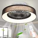 DLLT Modern Flush Mount Ceiling Fan with Lights- 18.5 Dimmable Low Profile Indoor Ceiling Fans with Remote Control, Smart 3 Light Color Change and Timing for Bedroom Living Room Kitchen, Black