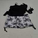 Girls Swimsuit 2 Piece Halterneck Girls Tankini Swimsuit Drawstring Printed Swim Shorts Girl Bathing Suit for 7-16T (17-18 Years, Black)