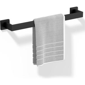 HITSLAM Bath Towel Bar, 18 Inch Towel Rack for Bathroom Wall Mounted, SUS304 Stainless Steel Towel Holder with Hardware Accessories, Matte Black (18 Inch (Total Length 19.6 Inch))