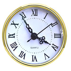 HILLHOME Mini Clock Insert 3-1/2 Inch (90 mm) Round Quartz Clock Fit-up Movement Silent Miniature Clock Gold Dial Gold Tone Bezel Roman Numerals, Fit 3.0 inch (78 mm) Diameter Hole